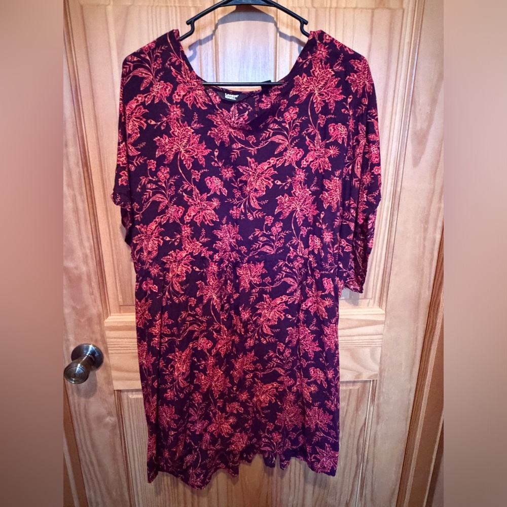 Lands' End Purple and Coral and Black Batik  Swim Cover_Up Dress